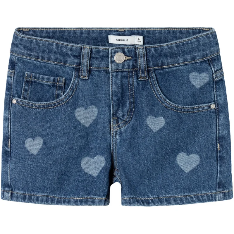 Name It Denim Blue Heart Rose Regular Denim Shorts