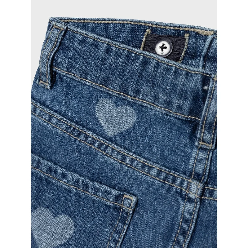 Name It Denim Blue Heart Rose Regular Denim Shorts