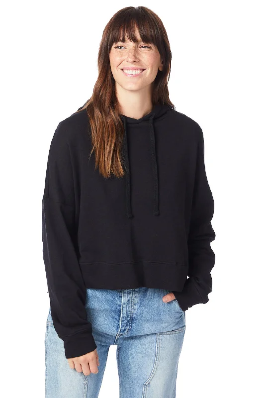 Alternative Womens Eco Washed Hooded Sweatshirt Hoodie - Black - NEW