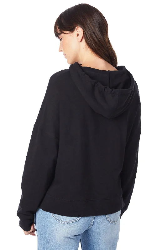 Alternative Womens Eco Washed Hooded Sweatshirt Hoodie - Black - NEW