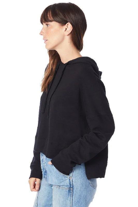 Alternative Womens Eco Washed Hooded Sweatshirt Hoodie - Black - NEW