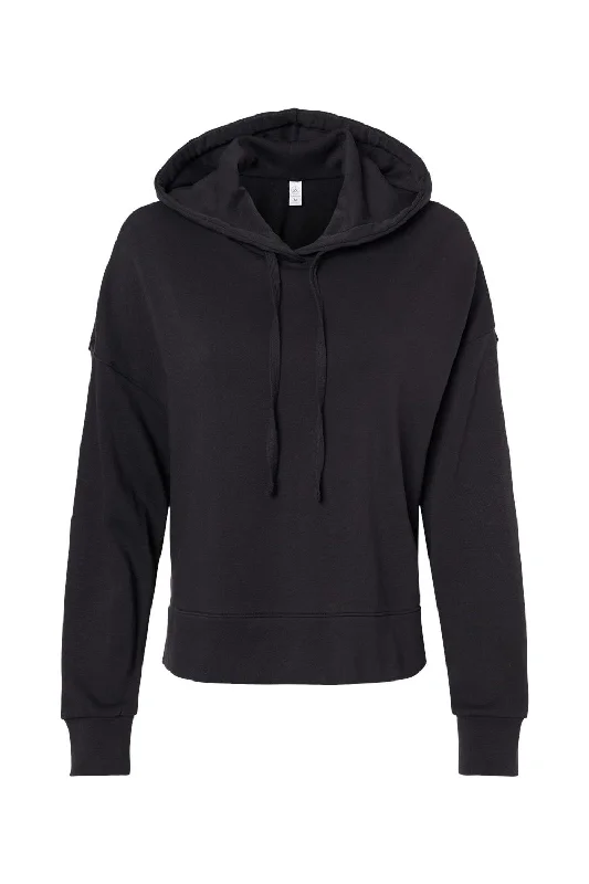 Alternative Womens Eco Washed Hooded Sweatshirt Hoodie - Black - NEW