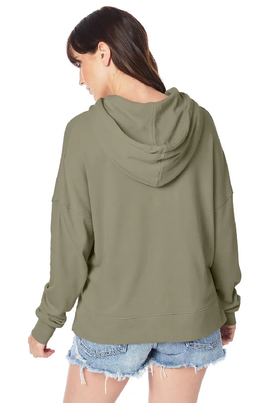 Alternative Womens Eco Washed Hooded Sweatshirt Hoodie - Military Green - NEW