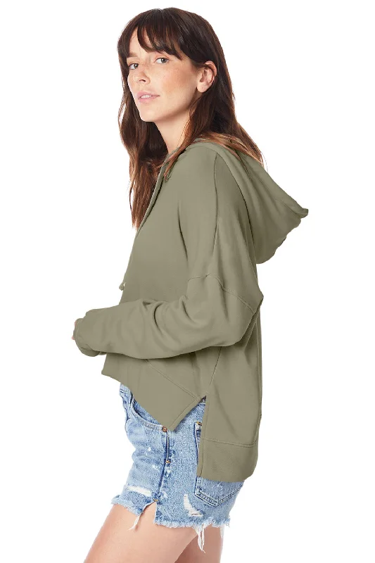 Alternative Womens Eco Washed Hooded Sweatshirt Hoodie - Military Green - NEW