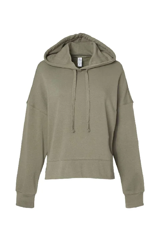 Alternative Womens Eco Washed Hooded Sweatshirt Hoodie - Military Green - NEW