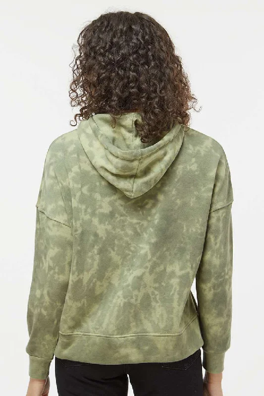 Alternative Womens Eco Washed Hooded Sweatshirt Hoodie - Olive Tonal Tie Dye - NEW