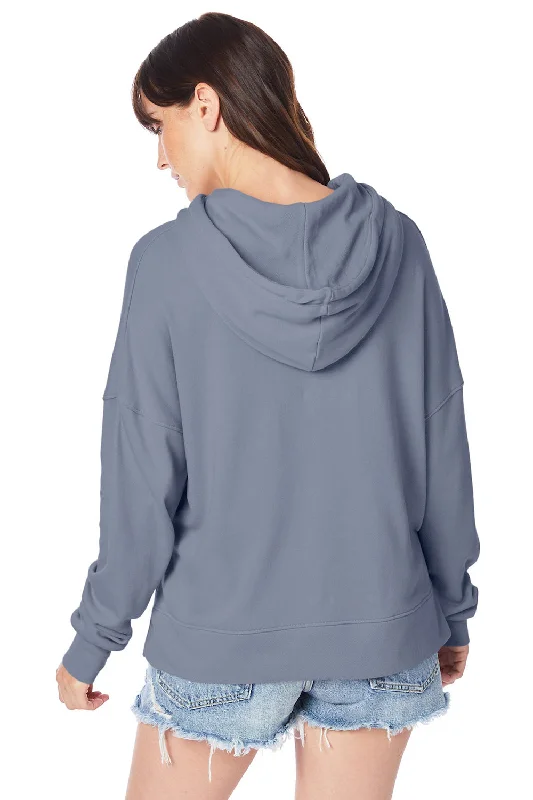 Alternative Womens Eco Washed Hooded Sweatshirt Hoodie - Washed Denim Blue - NEW