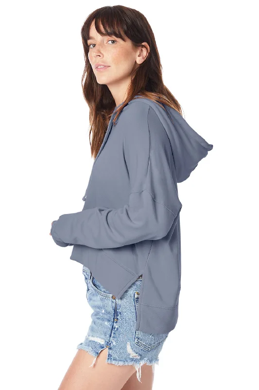 Alternative Womens Eco Washed Hooded Sweatshirt Hoodie - Washed Denim Blue - NEW