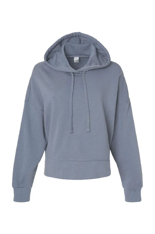 Alternative Womens Eco Washed Hooded Sweatshirt Hoodie - Washed Denim Blue - NEW