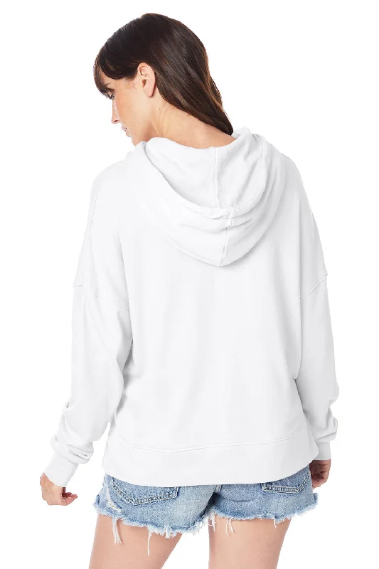 Alternative Womens Eco Washed Hooded Sweatshirt Hoodie - White - NEW