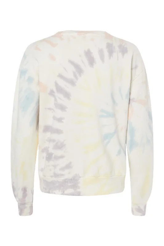 Alternative Womens Eco Washed Throwback Crewneck Sweatshirt - Spectrum Spiral Tie Dye - NEW