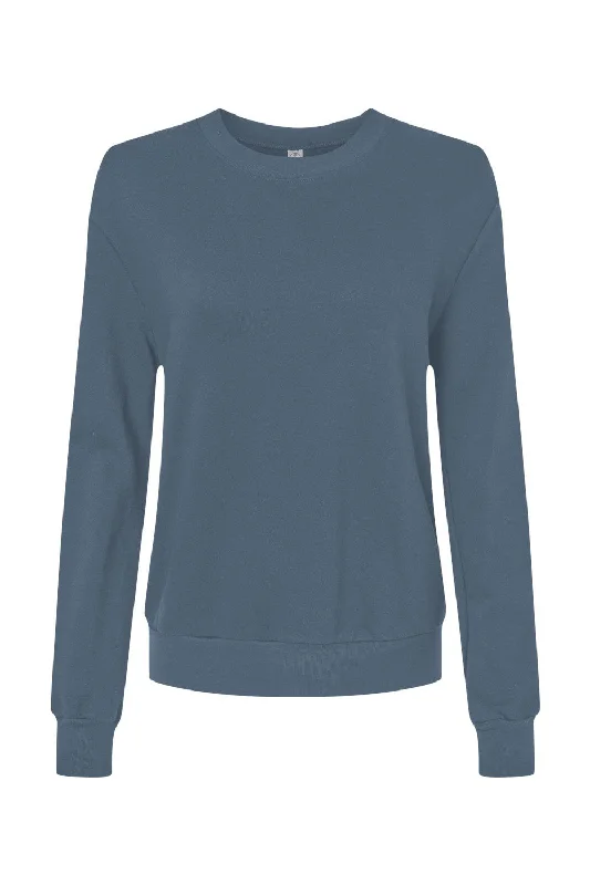 Alternative Womens Eco Washed Throwback Crewneck Sweatshirt - Washed Denim Blue - NEW