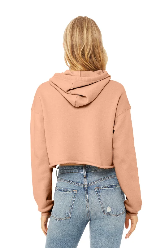 Bella + Canvas Womens Cropped Fleece Hooded Sweatshirt Hoodie - Peach