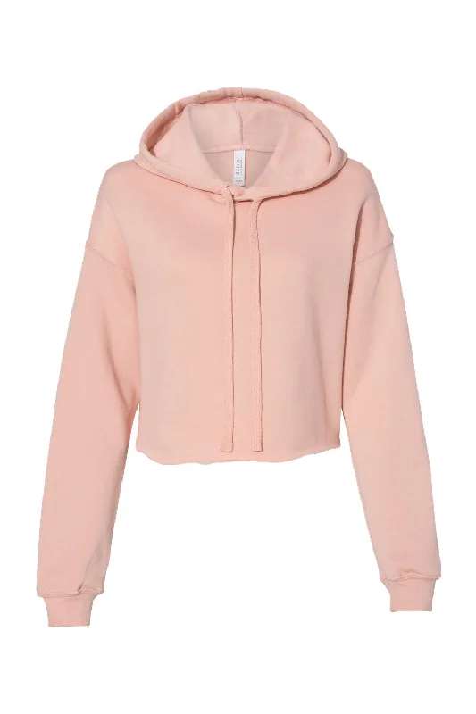 Bella + Canvas Womens Cropped Fleece Hooded Sweatshirt Hoodie - Peach