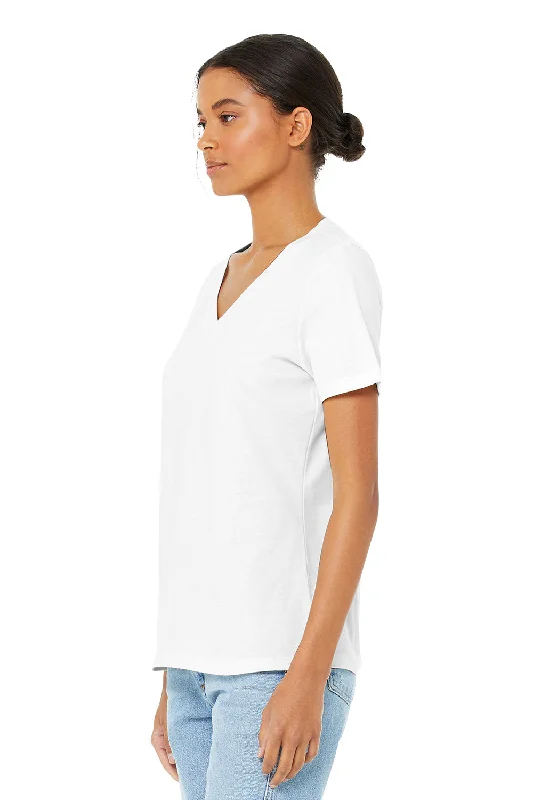 Bella + Canvas Womens Relaxed Jersey Short Sleeve V-Neck T-Shirt - White