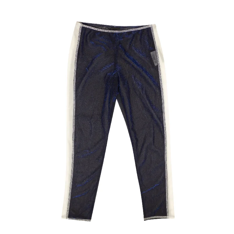 ANNA SUI Blue Sparkly Side Stripe Sheer Leggings