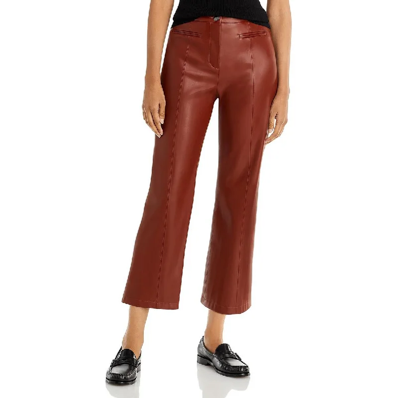 Womens Faux Leather Cropped Bootcut Pants