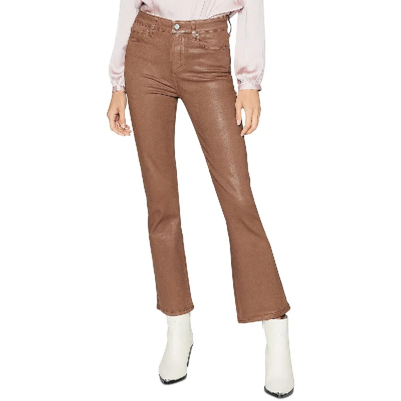 Claudine Womens Coated Faux Leather Ankle Pants