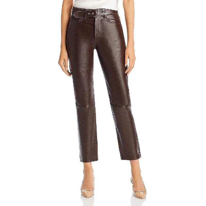 Connor Womens Leather High Rise Ankle Pants