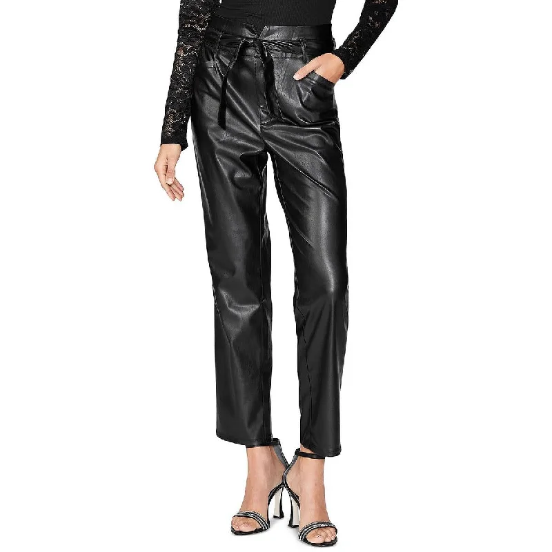 Kina Womens Faux Leather High Rise Straight Leg Pants