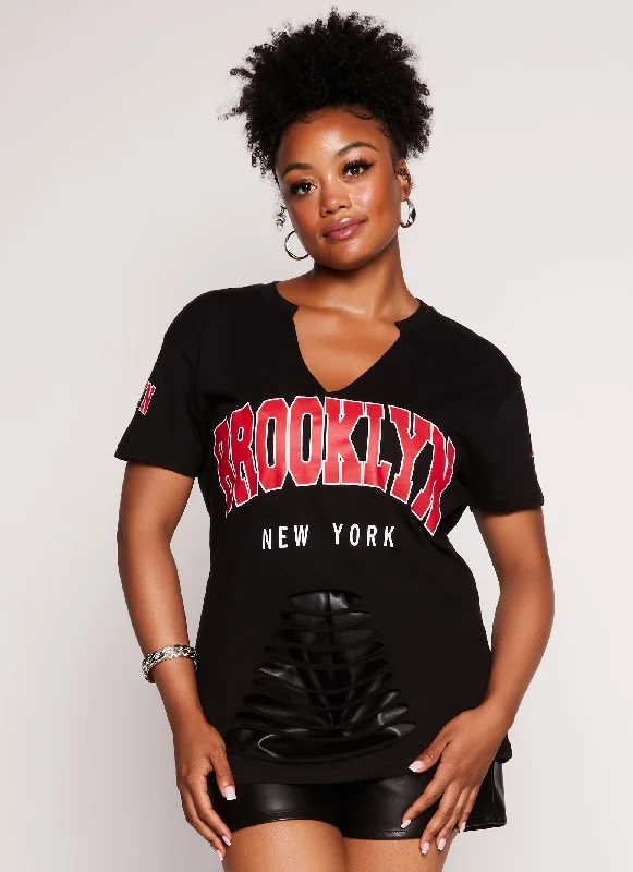 Plus Size Brooklyn New York Laser Cut Graphic Tee