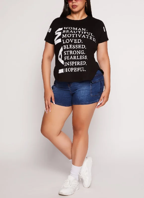 Plus Size I Am Graphic High Low Top