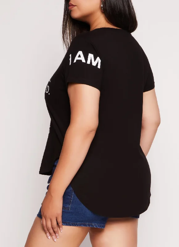 Plus Size I Am Graphic High Low Top