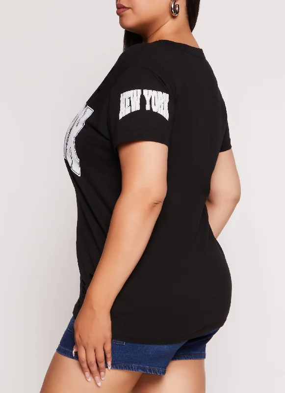 Plus Size New York Laser Cut Graphic Tee