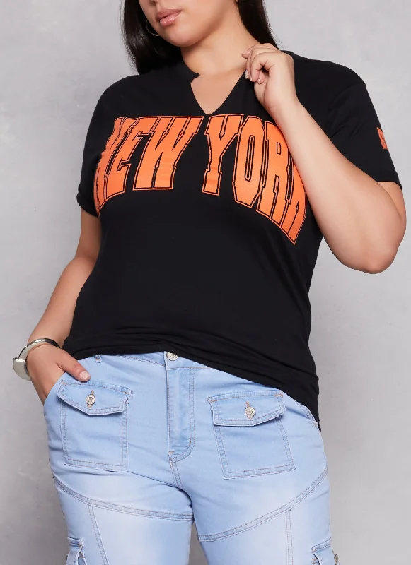 Plus Size New York Notch Neck Graphic Tee