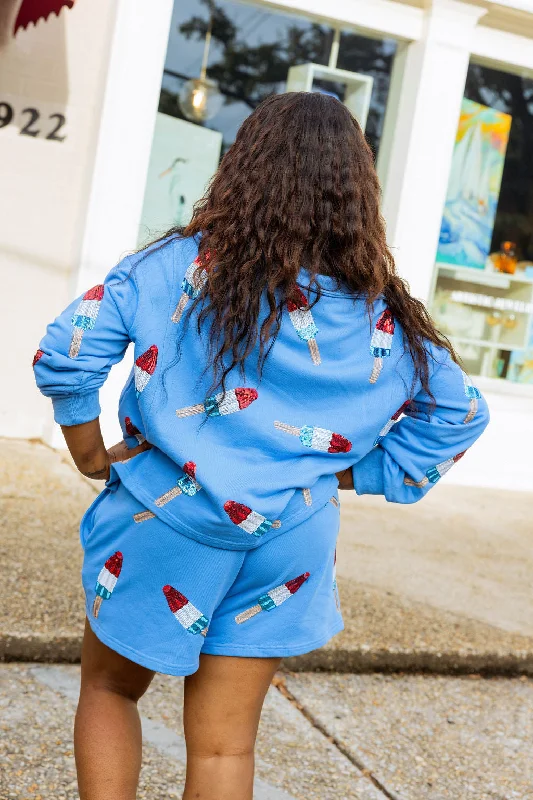 Blue Bomb Pop Collar Sweatshirt