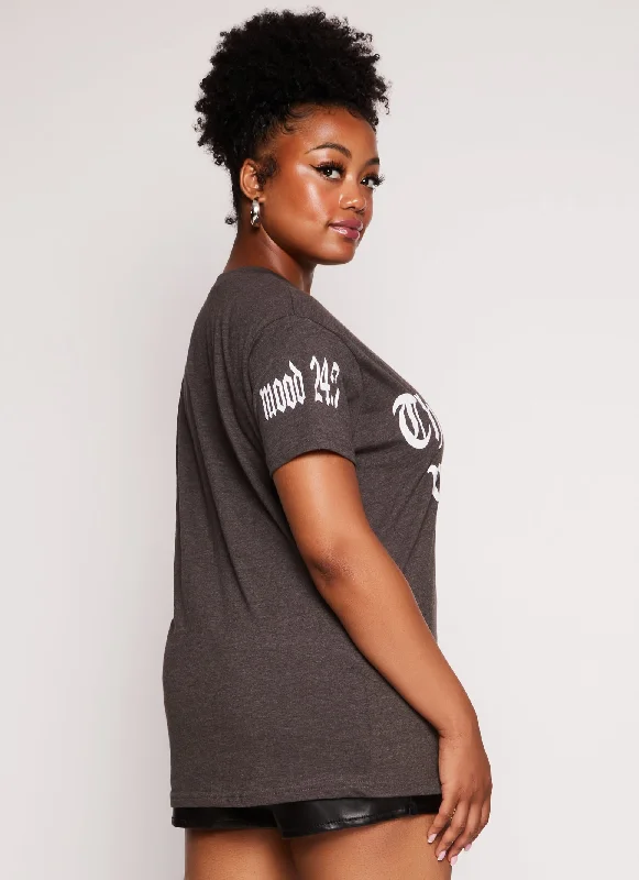 Plus Size Thou Shall Not Try Me Laser Cut Tee