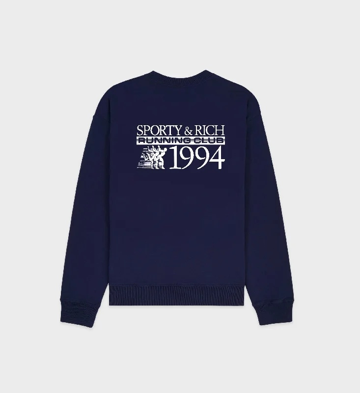 Finish Line Crewneck - Navy/White