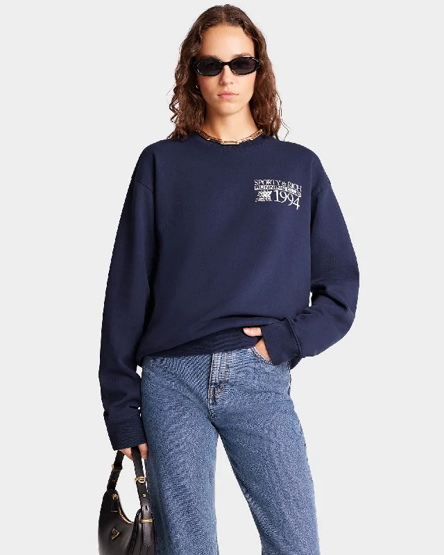 Finish Line Crewneck - Navy/White