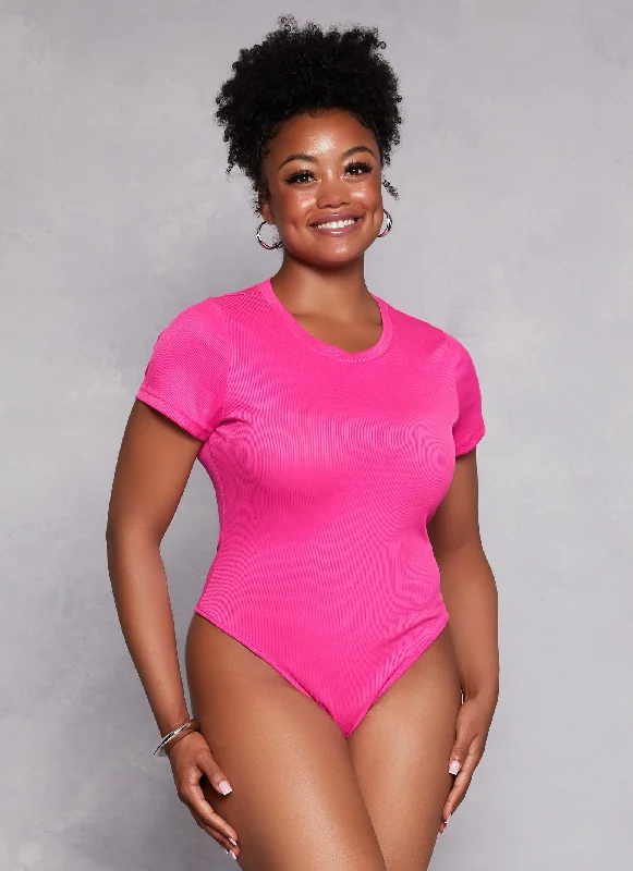 Plus Size Daisy Ribbed Crew Neck Bodysuit