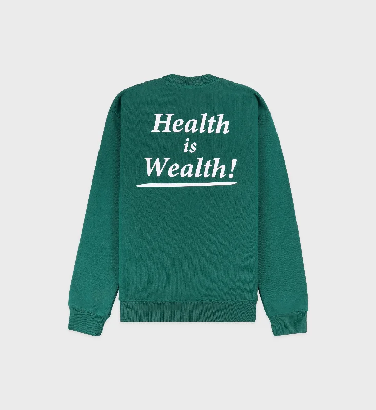 Health Is Wealth Crewneck - Alpine/White