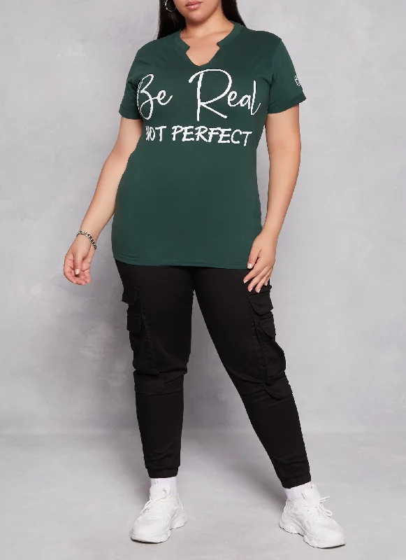 Plus Size Be Real Not Perfect Graphic Tee