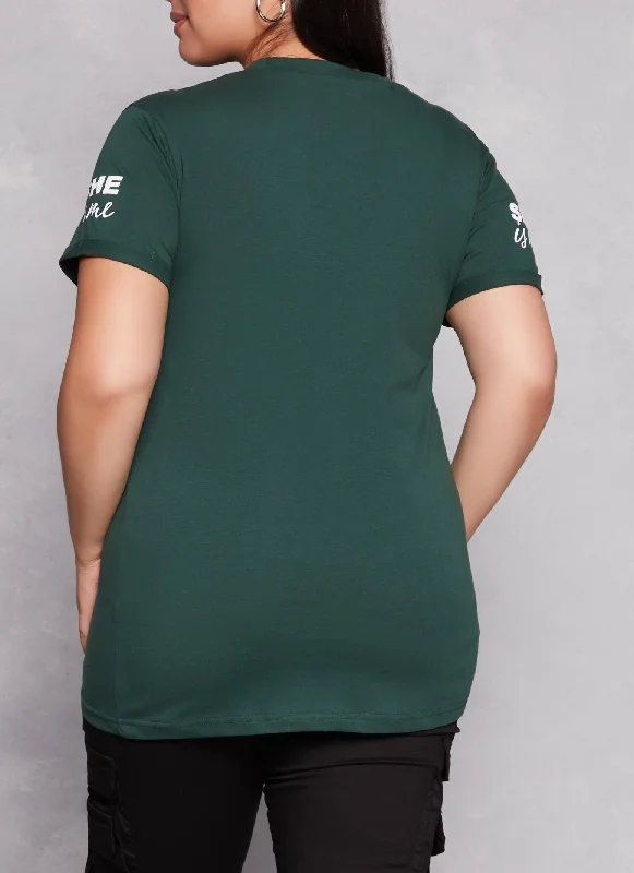 Plus Size She Is Me Notch Neck Graphic Tee