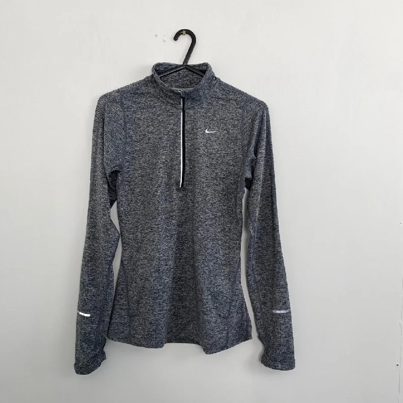 Preowned Nike Dri-Fit 1/4 Zip Running Long-Sleeve Top Womens Size XS Grey Athleisure.