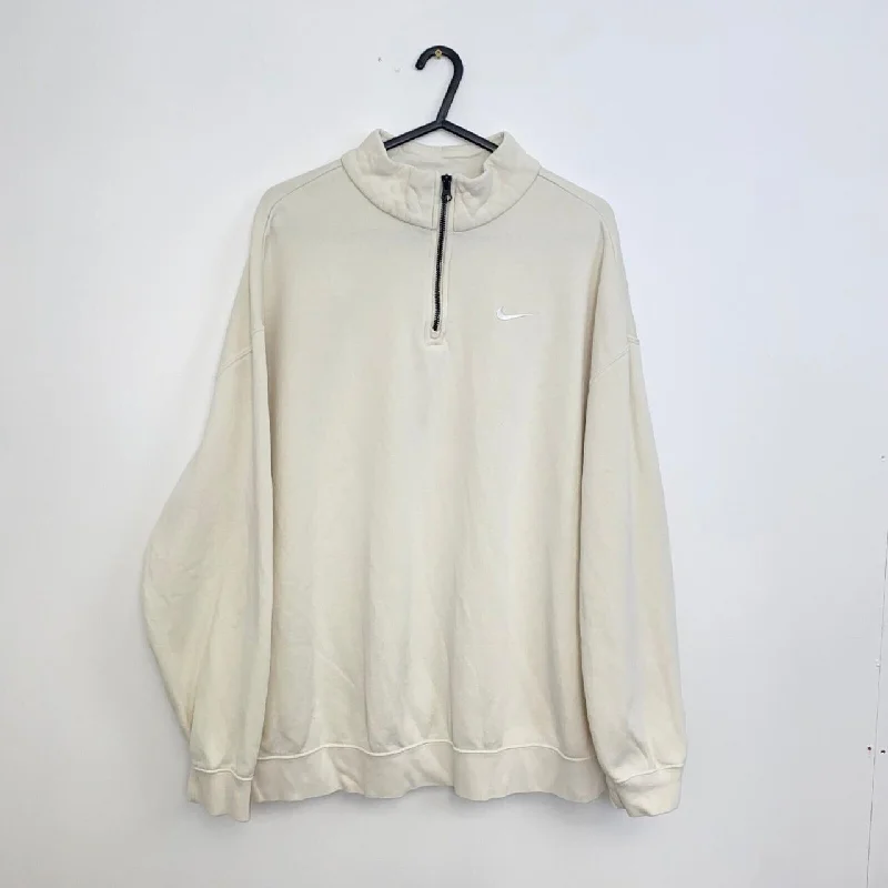 Preowned Nike Quarter-Zip Oversized Sweatshirt Womens Size M Cream Coconut 1/4 Zip.