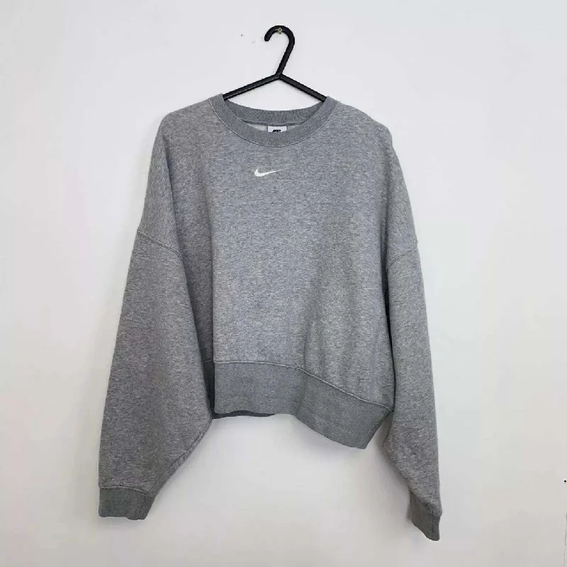 Preowned Nike Sportswear Essentials Sweatshirt Womens Size M Oversized Grey Center Swoosh