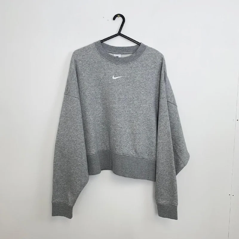 Preowned Nike Sportswear Essentials Sweatshirt Womens Size S Oversized Grey Center Swoosh