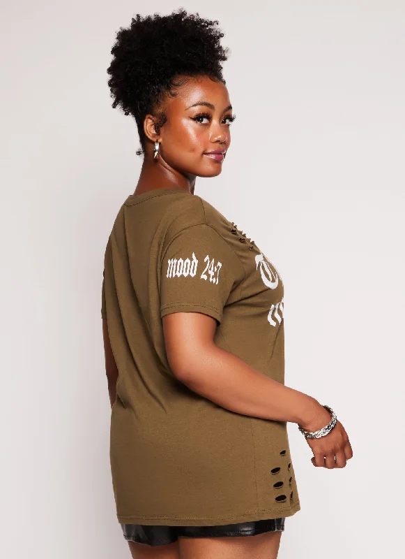 Plus Size Thou Shall Not Try Me Short Sleeve Graphic Tee