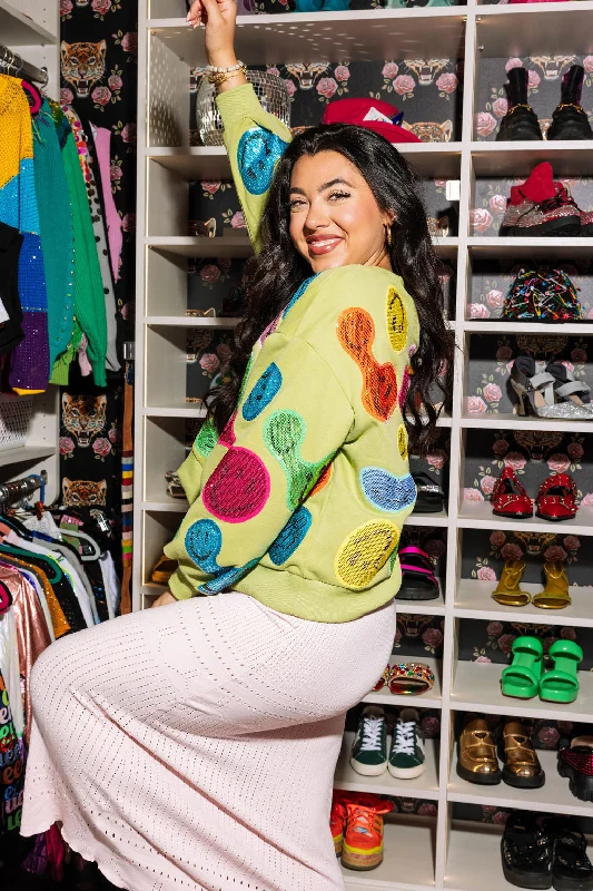 Pale Green Groovy Smiley Sweatshirt