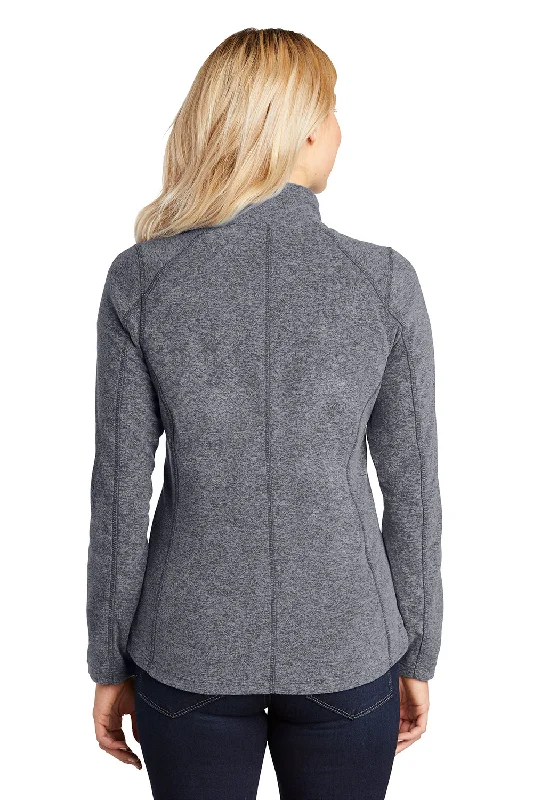 Port Authority Womens Pill Resistant Heather Microfleece Full Zip Sweatshirt - Heather True Navy Blue