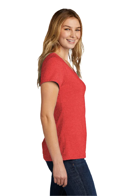 Port & Company Womens Short Sleeve V-Neck T-Shirt - Heather Bright Red