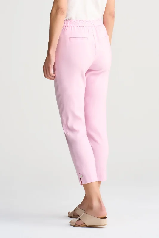 Tab Detail Linen Pant - Pink Lilac