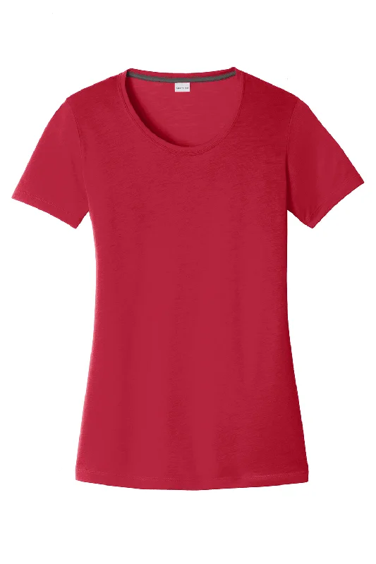 Sport-Tek Womens Competitor Moisture Wicking Short Sleeve Scoop Neck T-Shirt - Deep Red