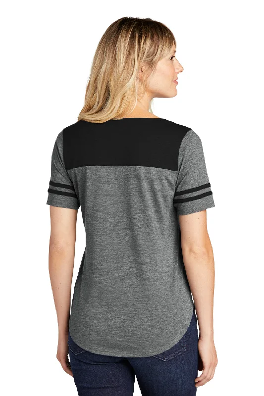 Sport-Tek Womens Fan Moisture Wicking Short Sleeve Crewneck T-Shirt - Heather Dark Grey/Black