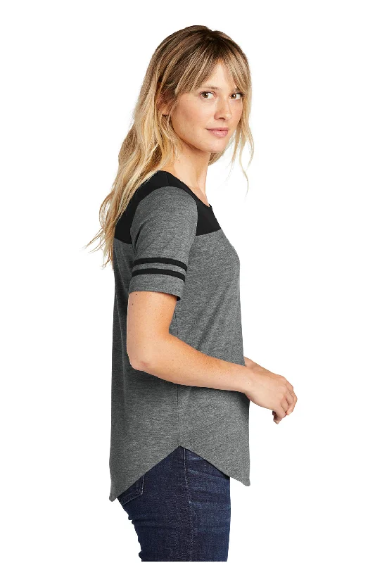 Sport-Tek Womens Fan Moisture Wicking Short Sleeve Crewneck T-Shirt - Heather Dark Grey/Black