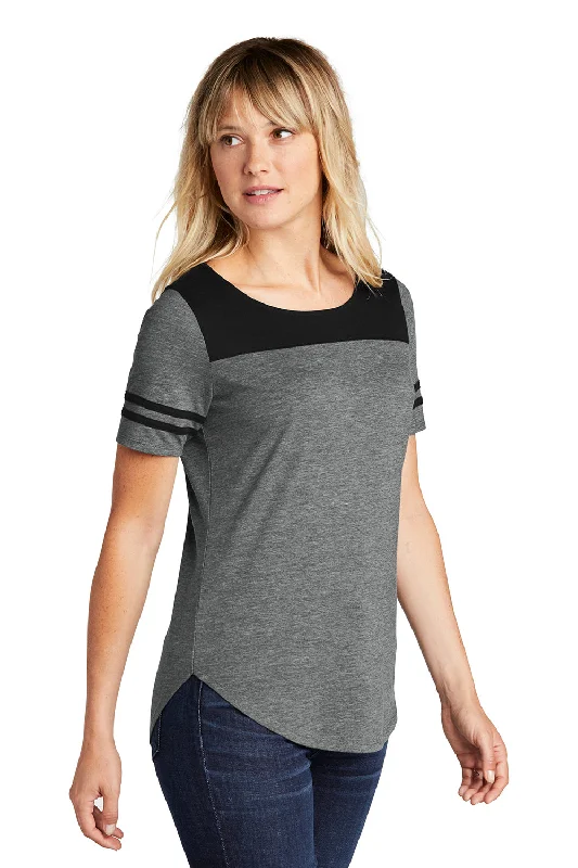 Sport-Tek Womens Fan Moisture Wicking Short Sleeve Crewneck T-Shirt - Heather Dark Grey/Black